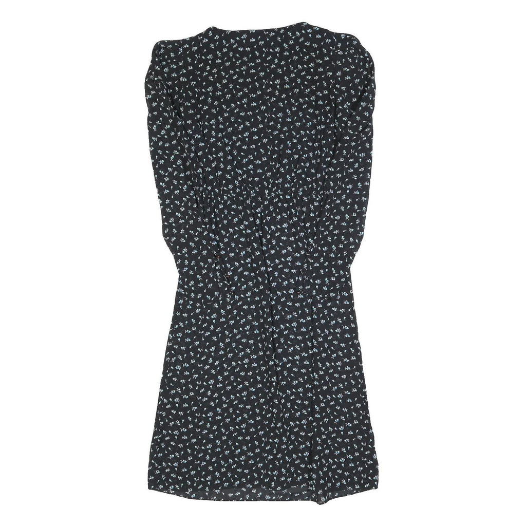 CHARLEE ALISON Womens Black Floral Day Dress Polyester Blend Long Sleeve Short S