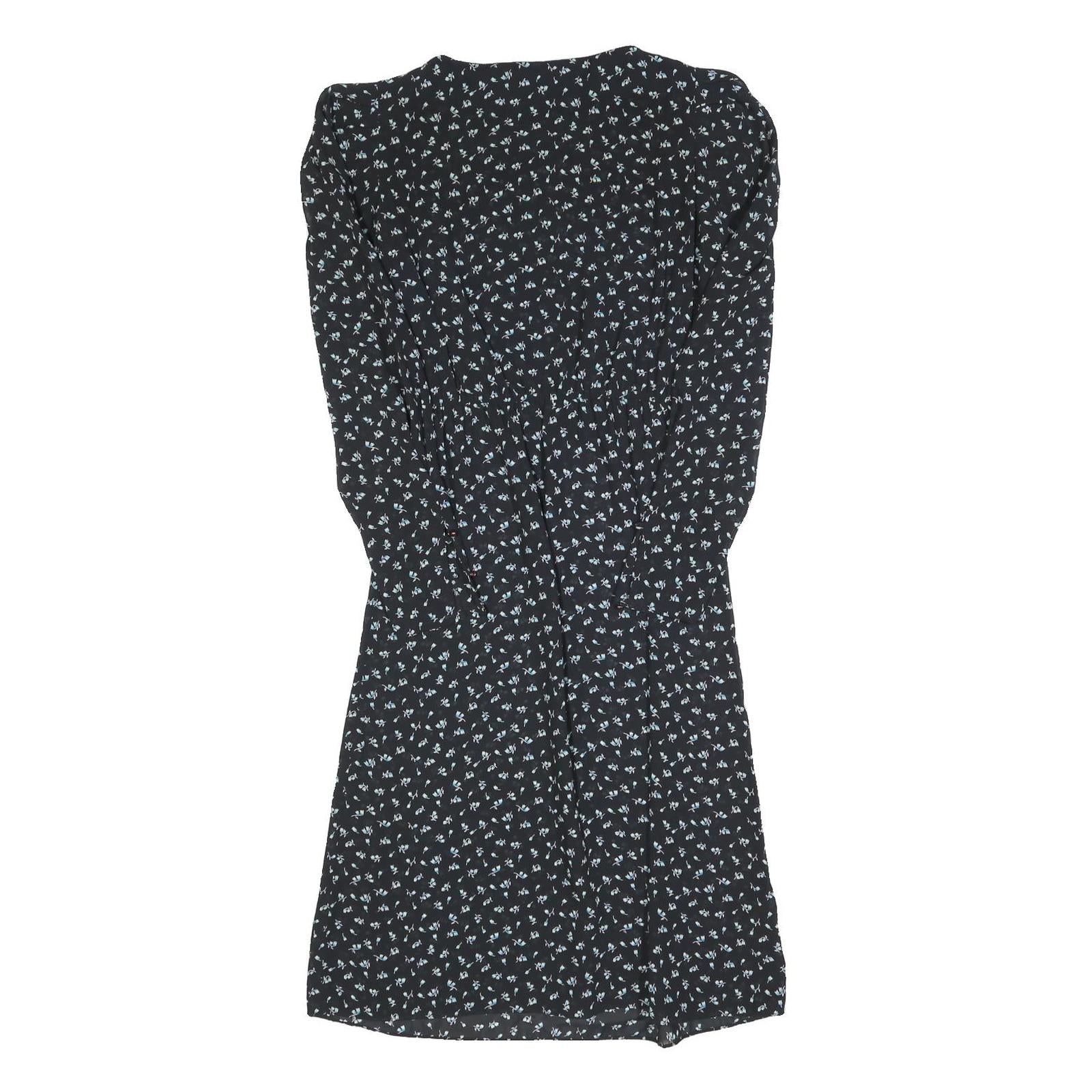 CHARLEE ALISON Womens Black Floral Day Dress Polyester Blend Long Sleeve Short S