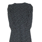 CHARLEE ALISON Womens Black Floral Day Dress Polyester Blend Long Sleeve Short S