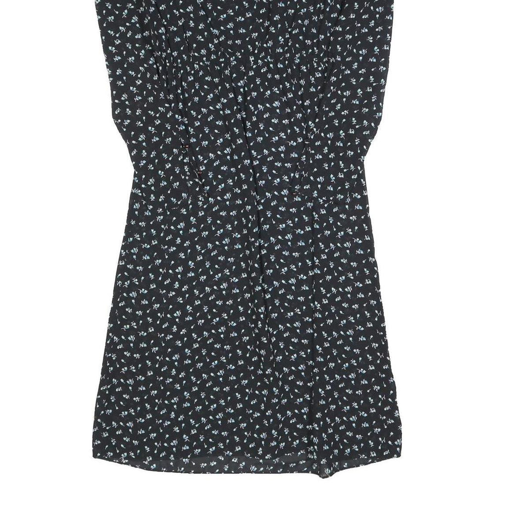 CHARLEE ALISON Womens Black Floral Day Dress Polyester Blend Long Sleeve Short S