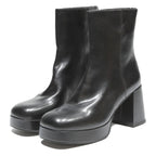 CHARLES & KEITH Womens Black Leather Ankle Boots UK 3 Platform Heel Stylish