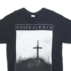GILDAN Mens Black Voice Of Ruin Graphic T-Shirt L Short Sleeve Crew Neck Cotton