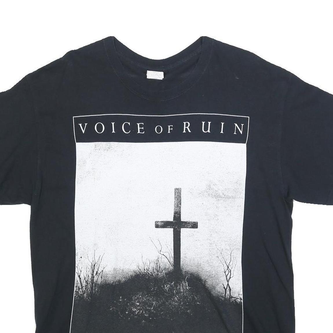 GILDAN Mens Black Voice Of Ruin Graphic T-Shirt L Short Sleeve Crew Neck Cotton