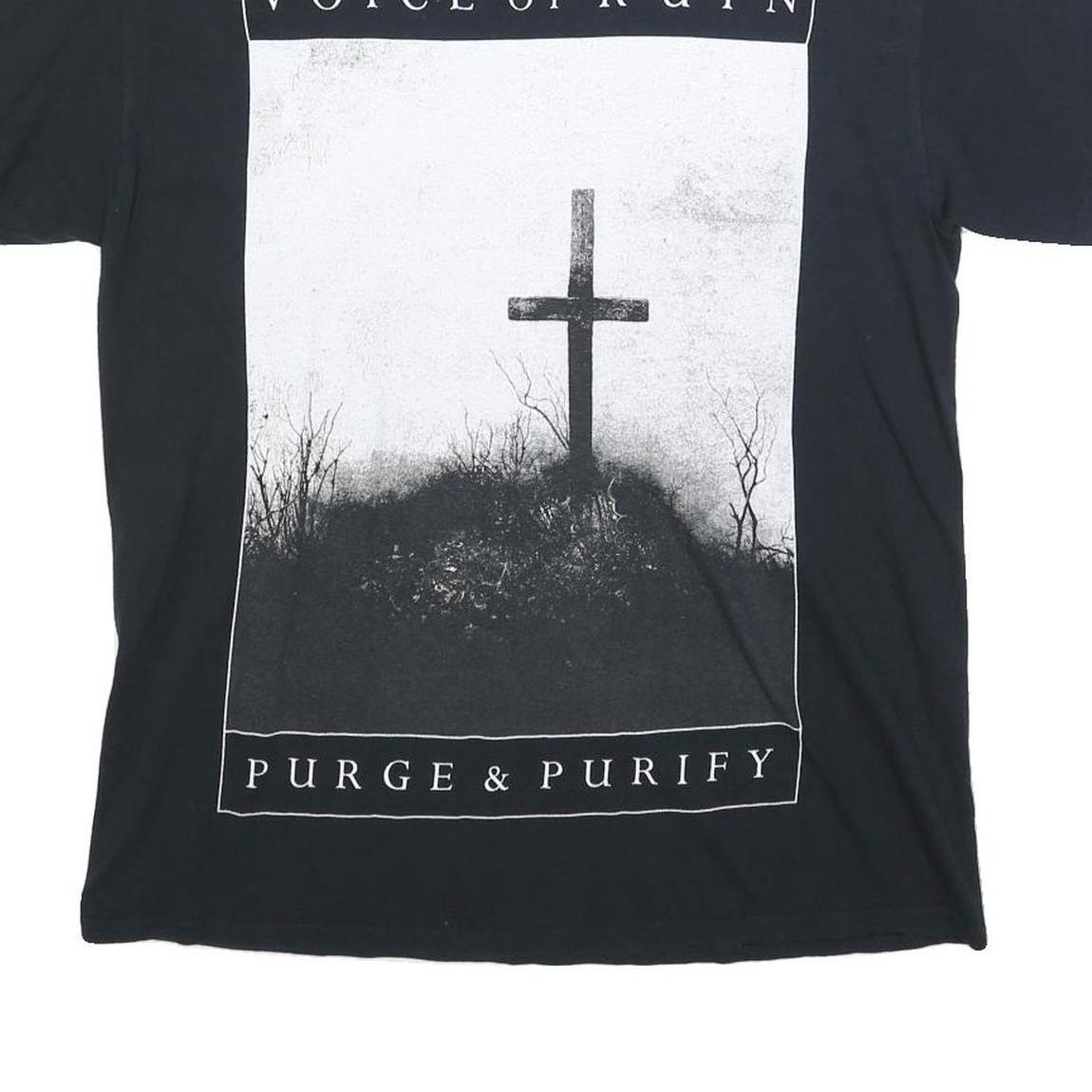 GILDAN Mens Black Voice Of Ruin Graphic T-Shirt L Short Sleeve Crew Neck Cotton