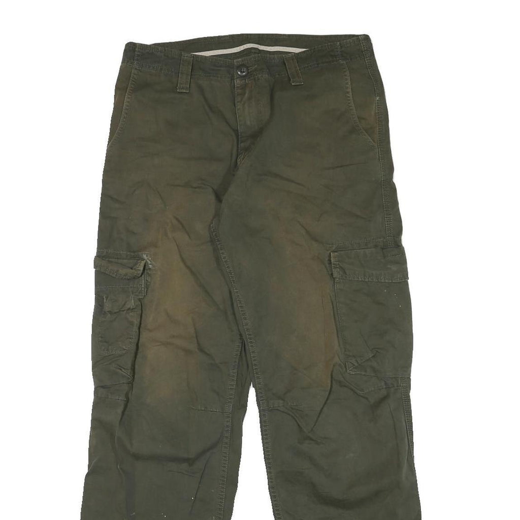 CARHARTT Mens Relaxed Green Cargo Trousers W32 L32 Durable Zip Closure Workwear