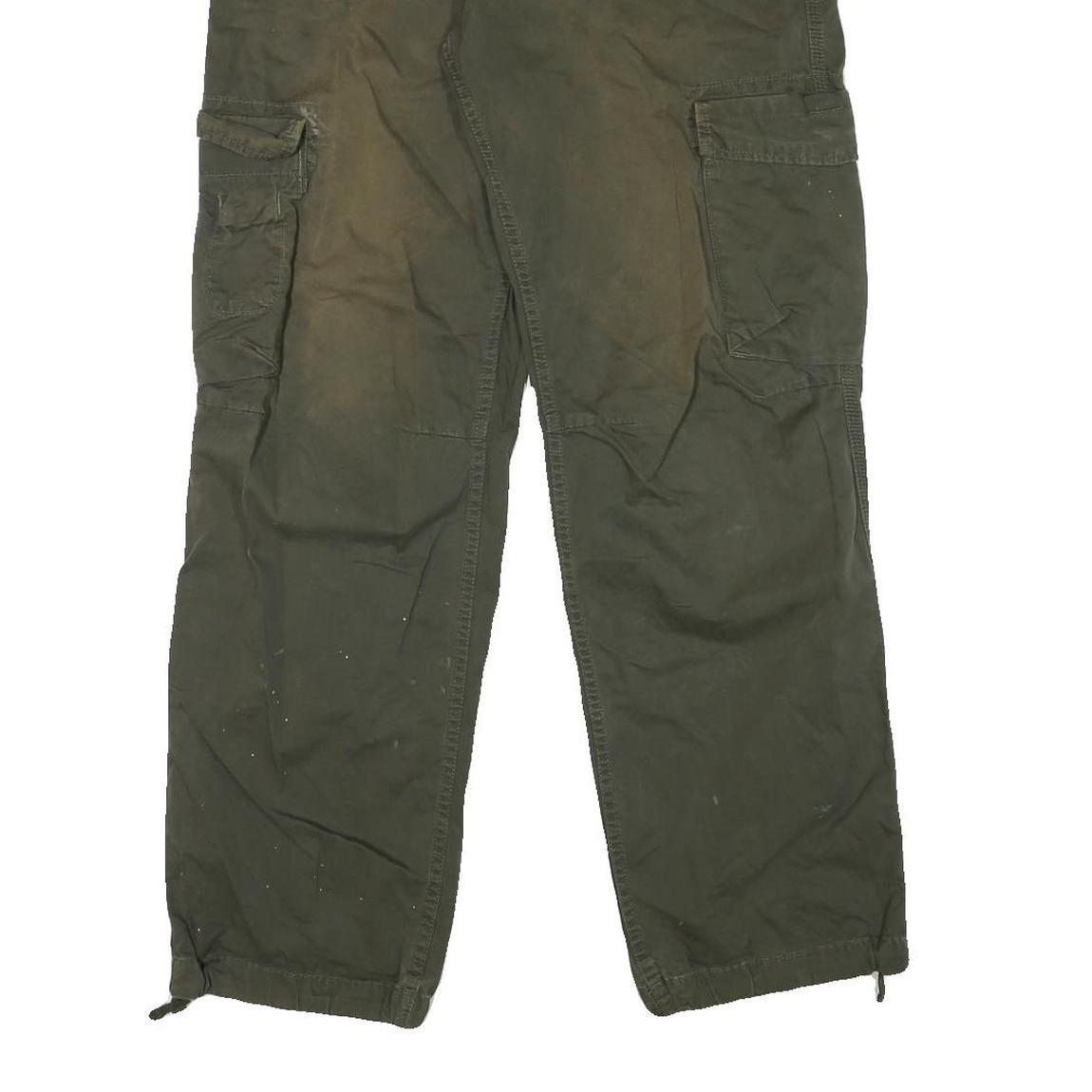 CARHARTT Mens Relaxed Green Cargo Trousers W32 L32 Durable Zip Closure Workwear