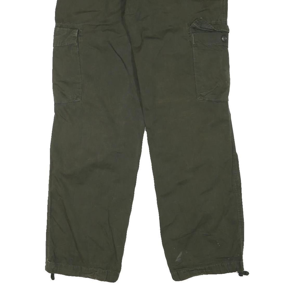 CARHARTT Mens Relaxed Green Cargo Trousers W32 L32 Durable Zip Closure Workwear