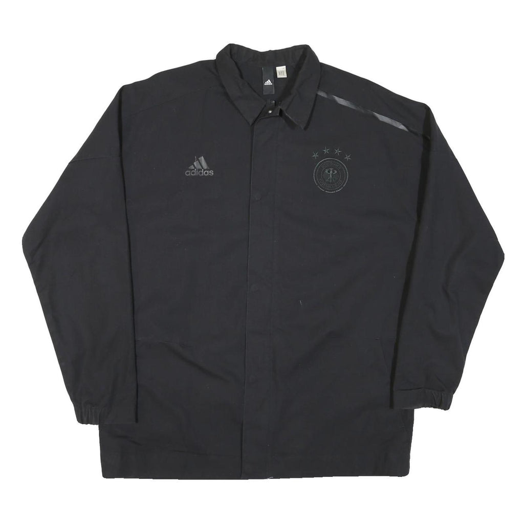 ADIDAS Mens Black Cotton Blend Jacket L Plain Zip Casual Sportswear