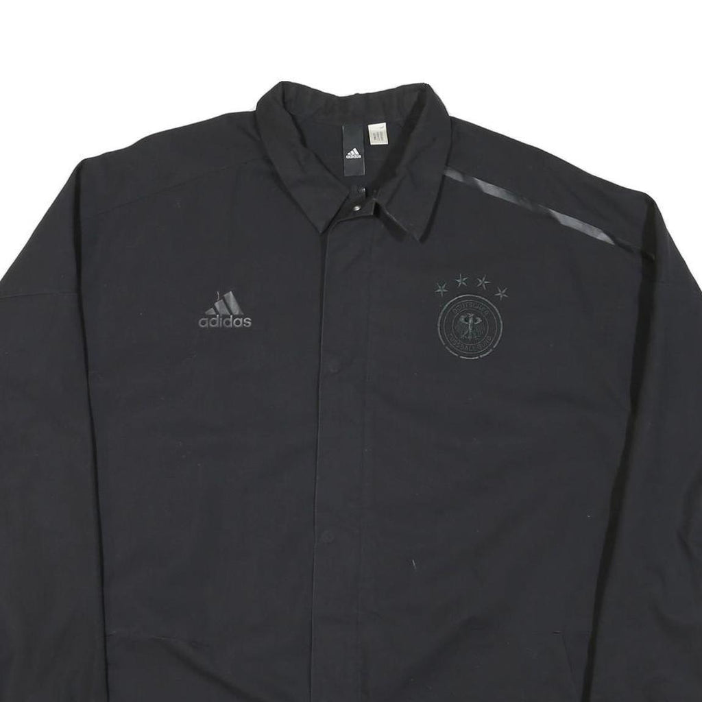 ADIDAS Mens Black Cotton Blend Jacket L Plain Zip Casual Sportswear