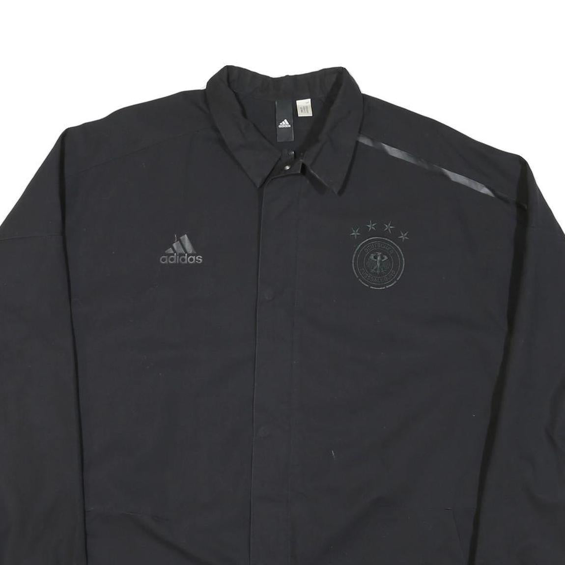 ADIDAS Mens Black Cotton Blend Jacket L Plain Zip Casual Sportswear