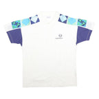 SERGIO TACCHINI Mens White & Blue Geometric Pattern Short Sleeve Polo Shirt L