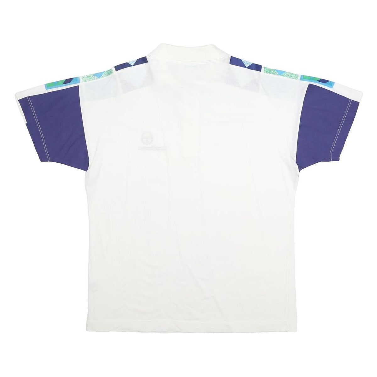 SERGIO TACCHINI Mens White & Blue Geometric Pattern Short Sleeve Polo Shirt L