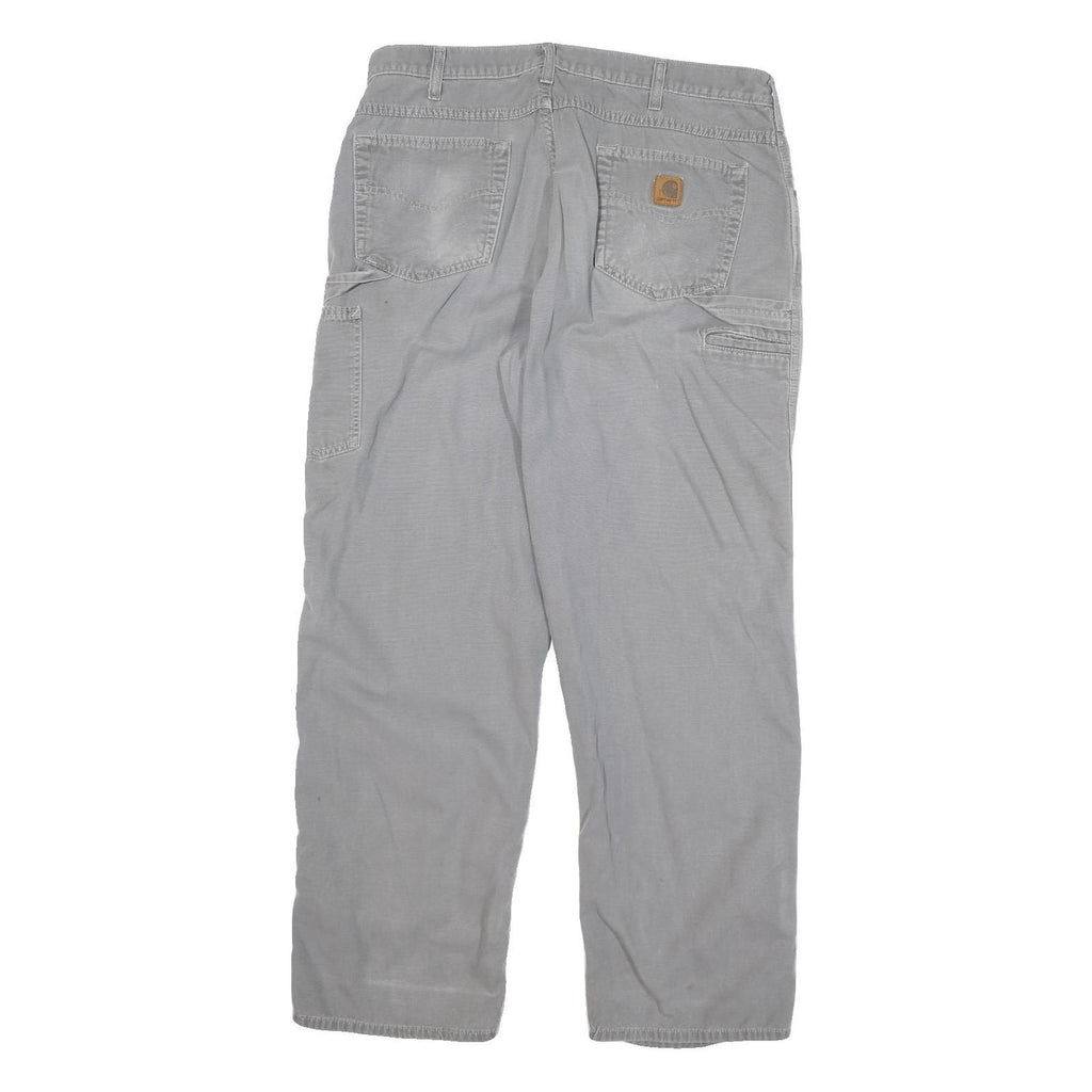 CARHARTT Mens Cotton Blend Grey Relaxed Straight Trousers W34 L30 Casual