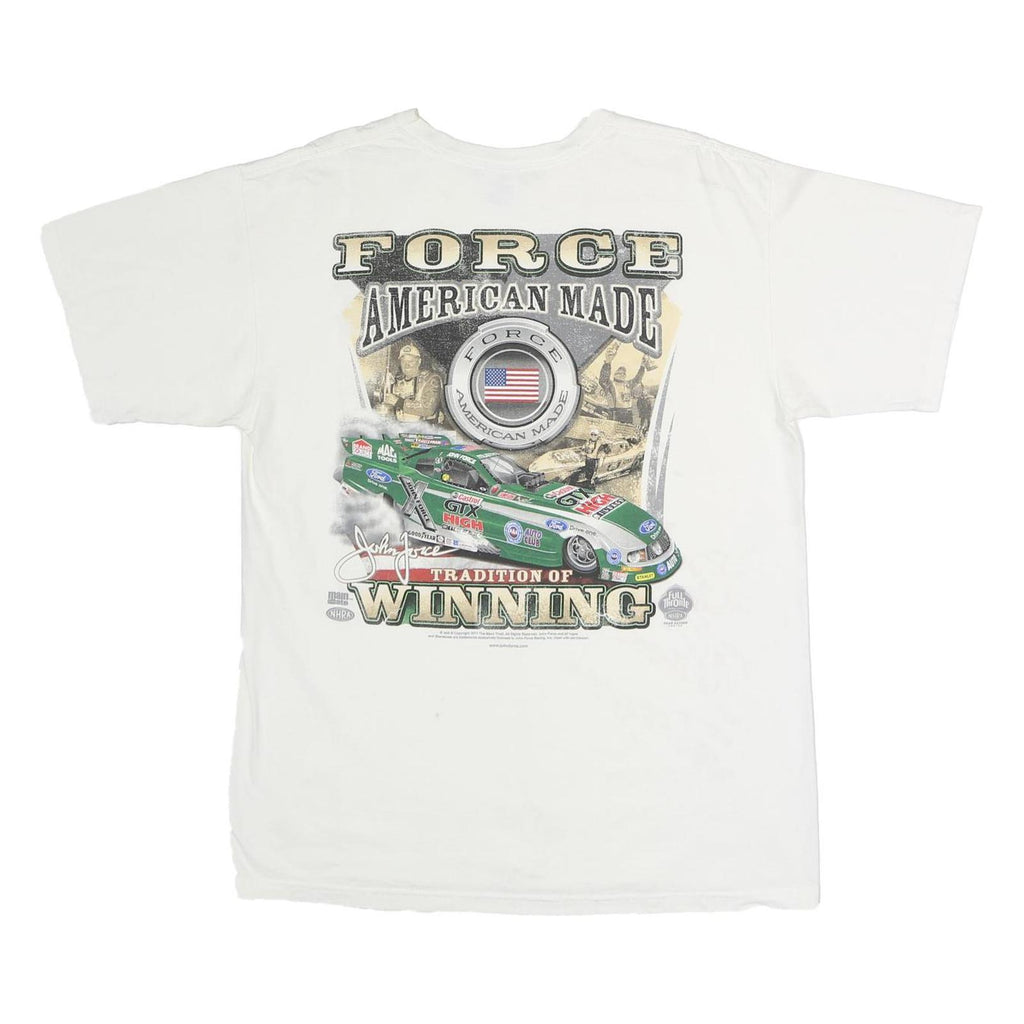 ANVIL Mens White Winning Graphic T-Shirt L Short Sleeve Crew Neck Cotton Casual