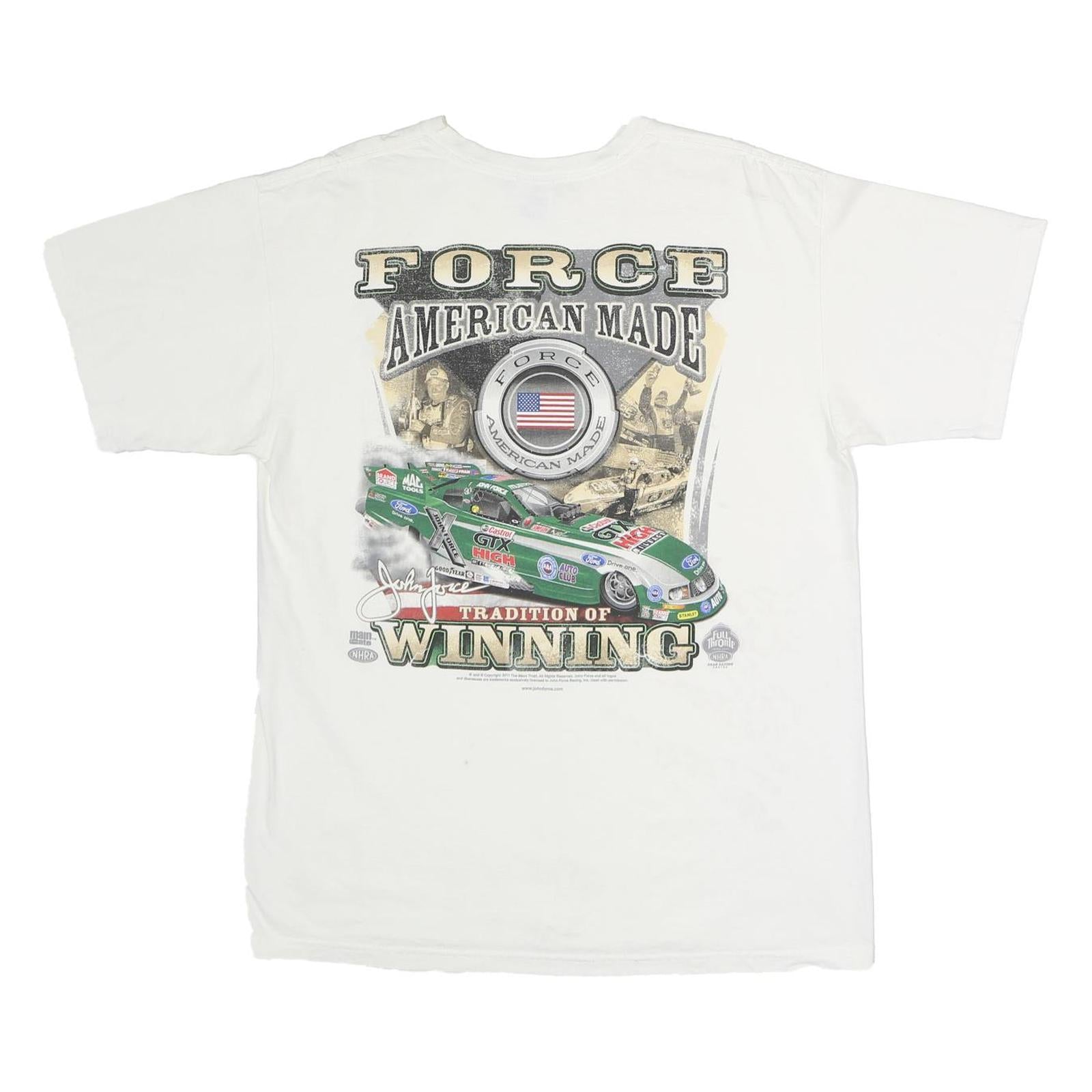 ANVIL Mens White Winning Graphic T-Shirt L Short Sleeve Crew Neck Cotton Casual