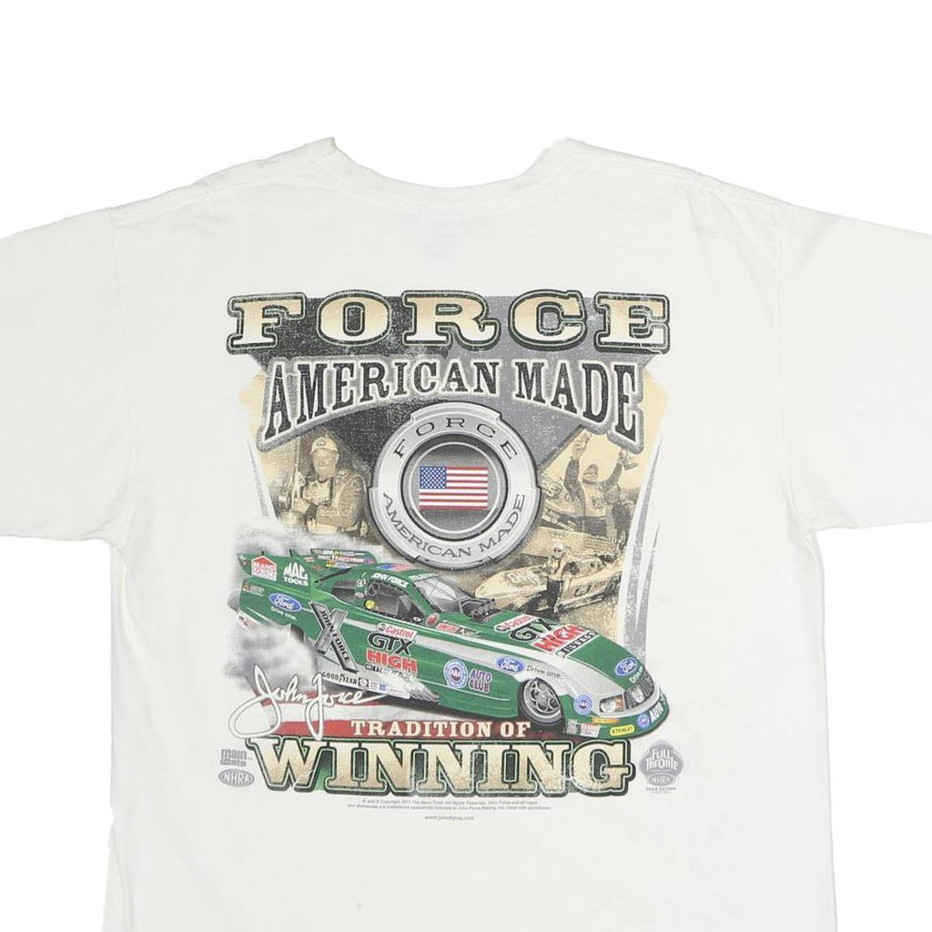 ANVIL Mens White Winning Graphic T-Shirt L Short Sleeve Crew Neck Cotton Casual