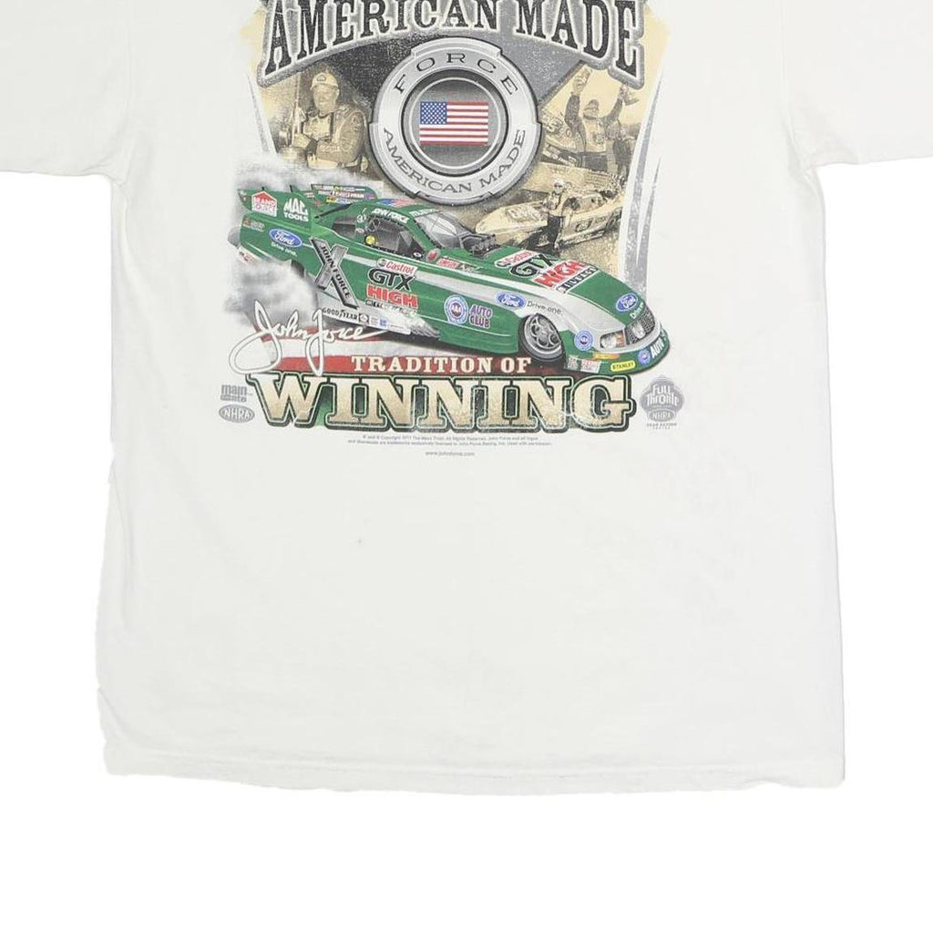 ANVIL Mens White Winning Graphic T-Shirt L Short Sleeve Crew Neck Cotton Casual