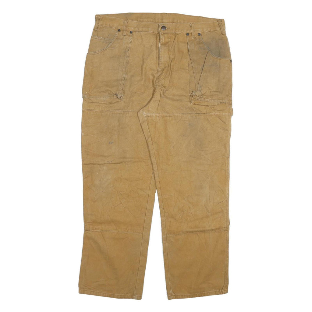 DICKIES Mens Regular Fit Beige Cotton Blend Workwear Jeans W38 L30 Zip Pockets