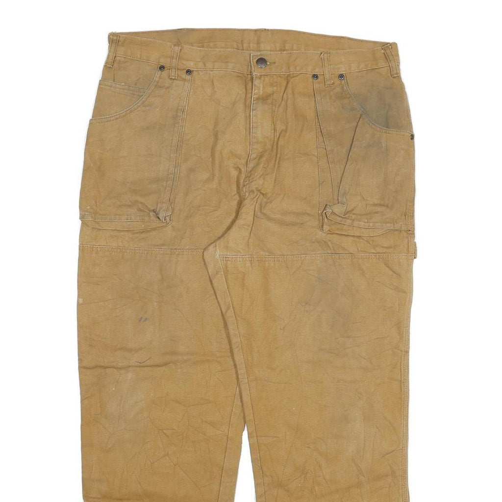 DICKIES Mens Regular Fit Beige Cotton Blend Workwear Jeans W38 L30 Zip Pockets