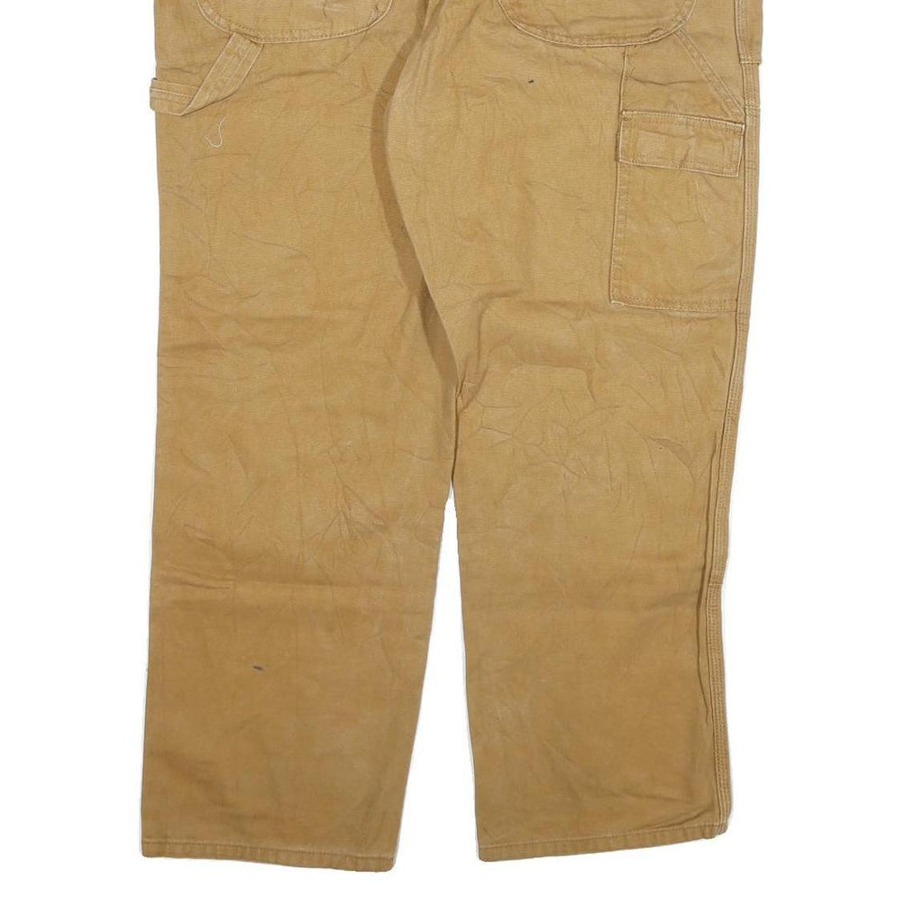 DICKIES Mens Regular Fit Beige Cotton Blend Workwear Jeans W38 L30 Zip Pockets