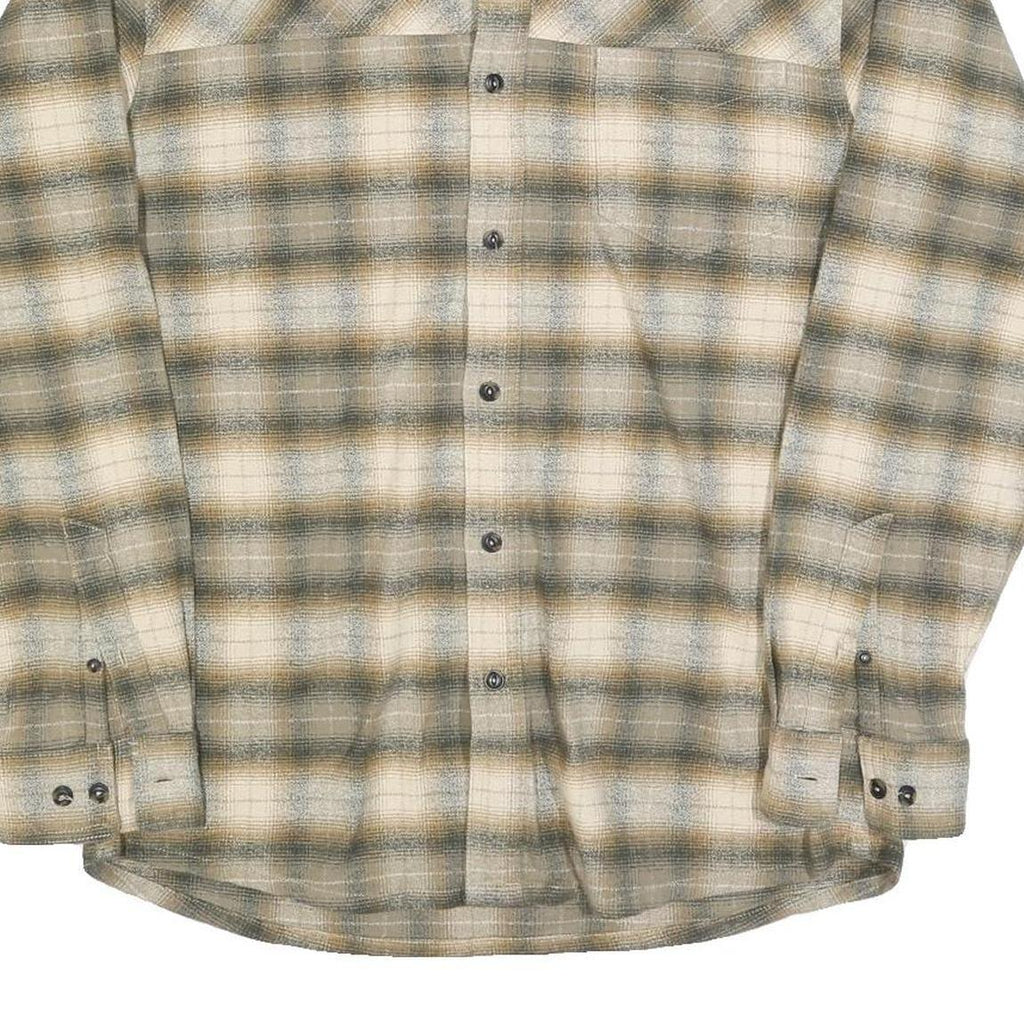REDHEAD RANCH Mens Green & Cream Check Shirt L Cotton Blend Long Sleeve Casual