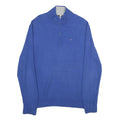 TOMMY HILFIGER Mens Blue Pullover Plain Cotton Half Zip Jumper XL Classic Fit