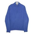 TOMMY HILFIGER Mens Blue Pullover Plain Cotton Half Zip Jumper XL Classic Fit