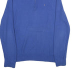 TOMMY HILFIGER Mens Blue Pullover Plain Cotton Half Zip Jumper XL Classic Fit