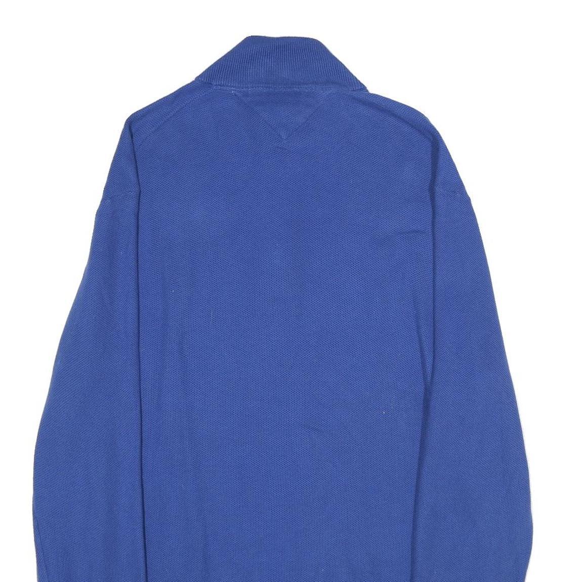 TOMMY HILFIGER Mens Blue Pullover Plain Cotton Half Zip Jumper XL Classic Fit