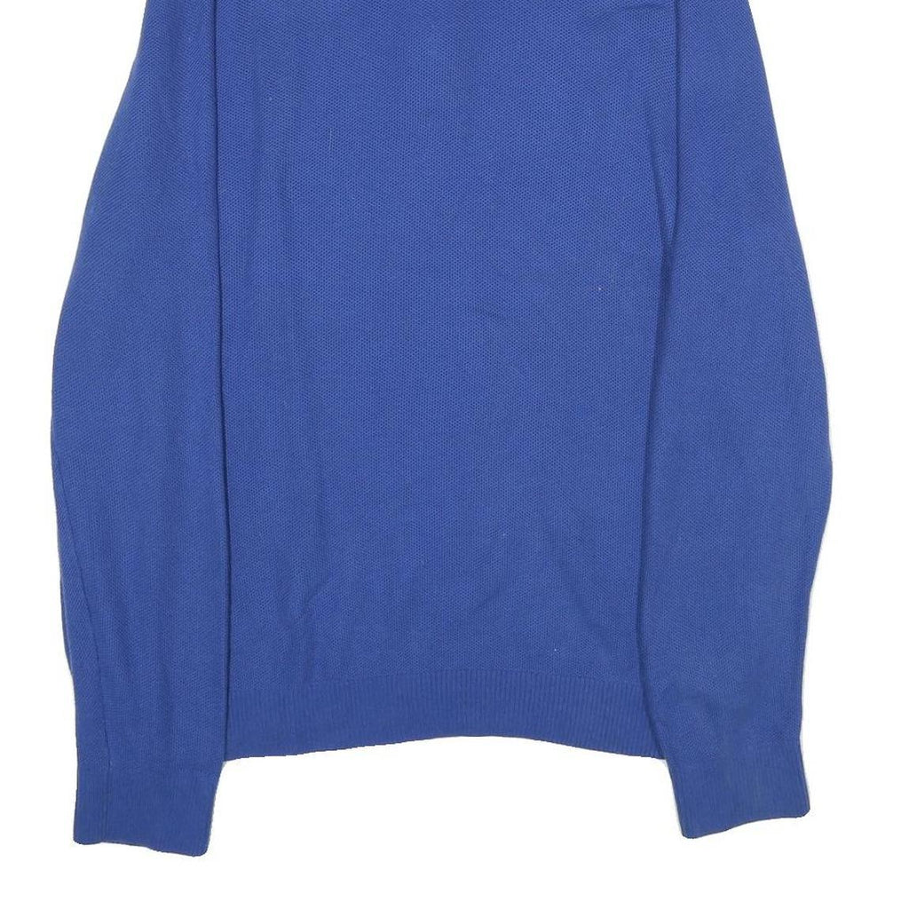 TOMMY HILFIGER Mens Blue Pullover Plain Cotton Half Zip Jumper XL Classic Fit