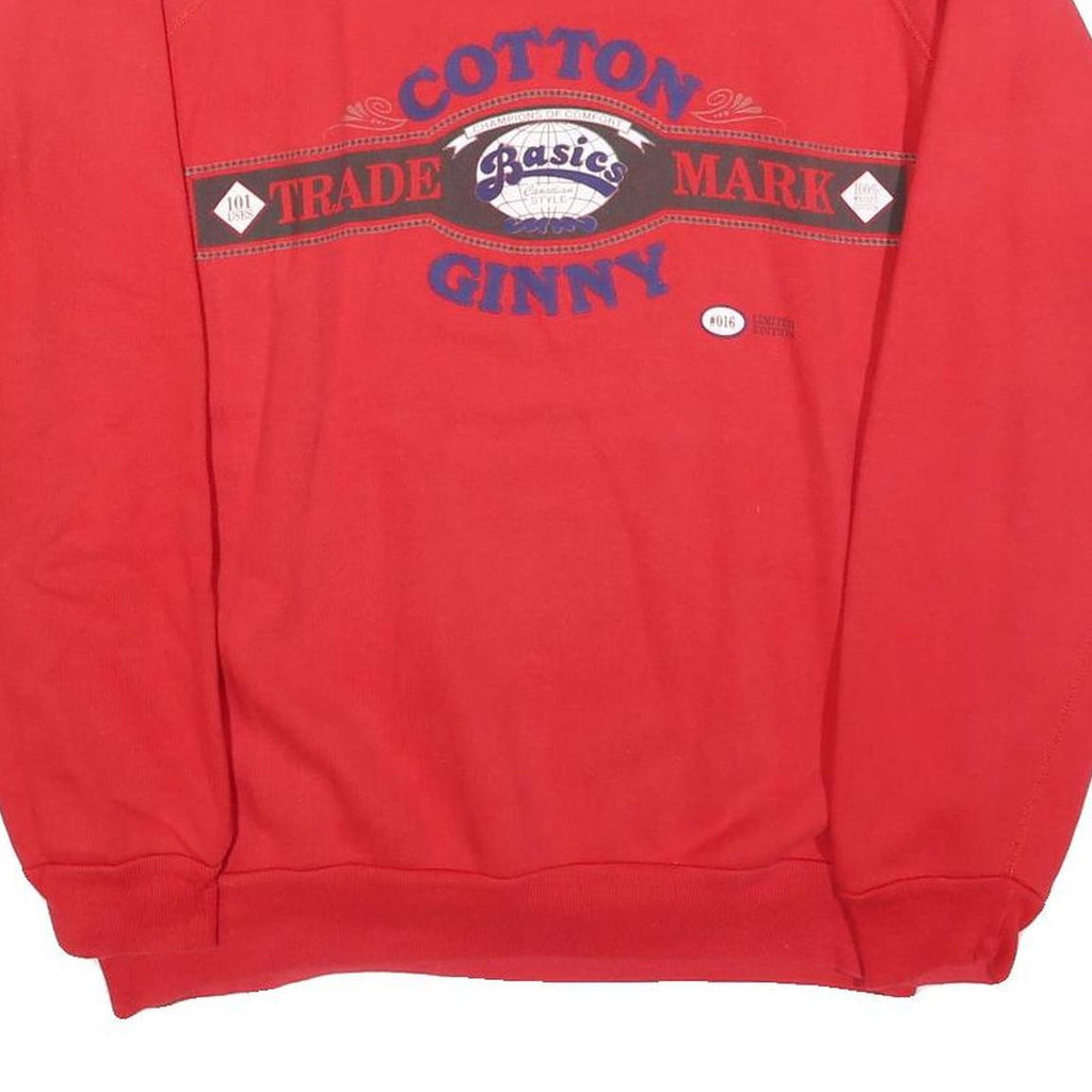 COTTON GINNY Womens Red Sweatshirt L Crew Neck Pullover Cotton Blend Comfort