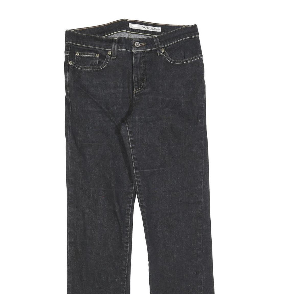 DKNY Womens Regular Fit Straight Black Denim Jeans W28 L30 Classic Cotton Blend
