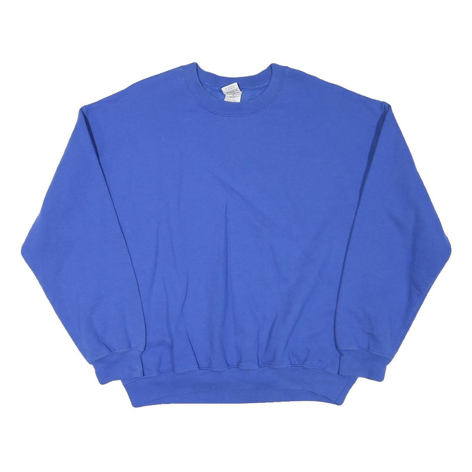 GILDAN Mens Blue Crew Neck L Sweatshirt Cotton Blend Comfortable Classic