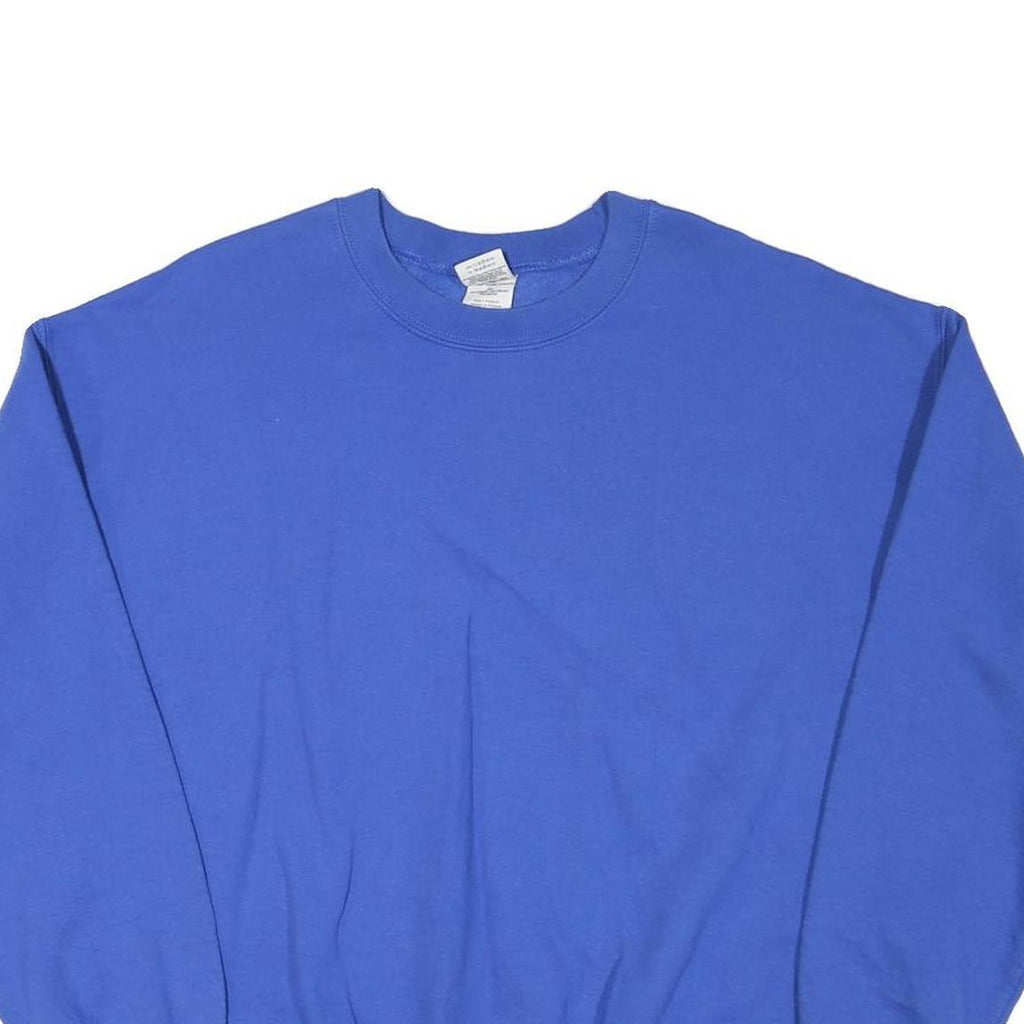 GILDAN Mens Blue Crew Neck L Sweatshirt Cotton Blend Comfortable Classic
