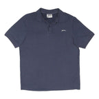 SLAZENGER Mens Navy Blue Polo Shirt M Cotton Blend Casual Basic Short Sleeve