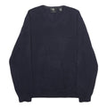 CALVIN KLEIN Mens Navy Plain V-Neck Basic Knit XL Jumper Wool Soft