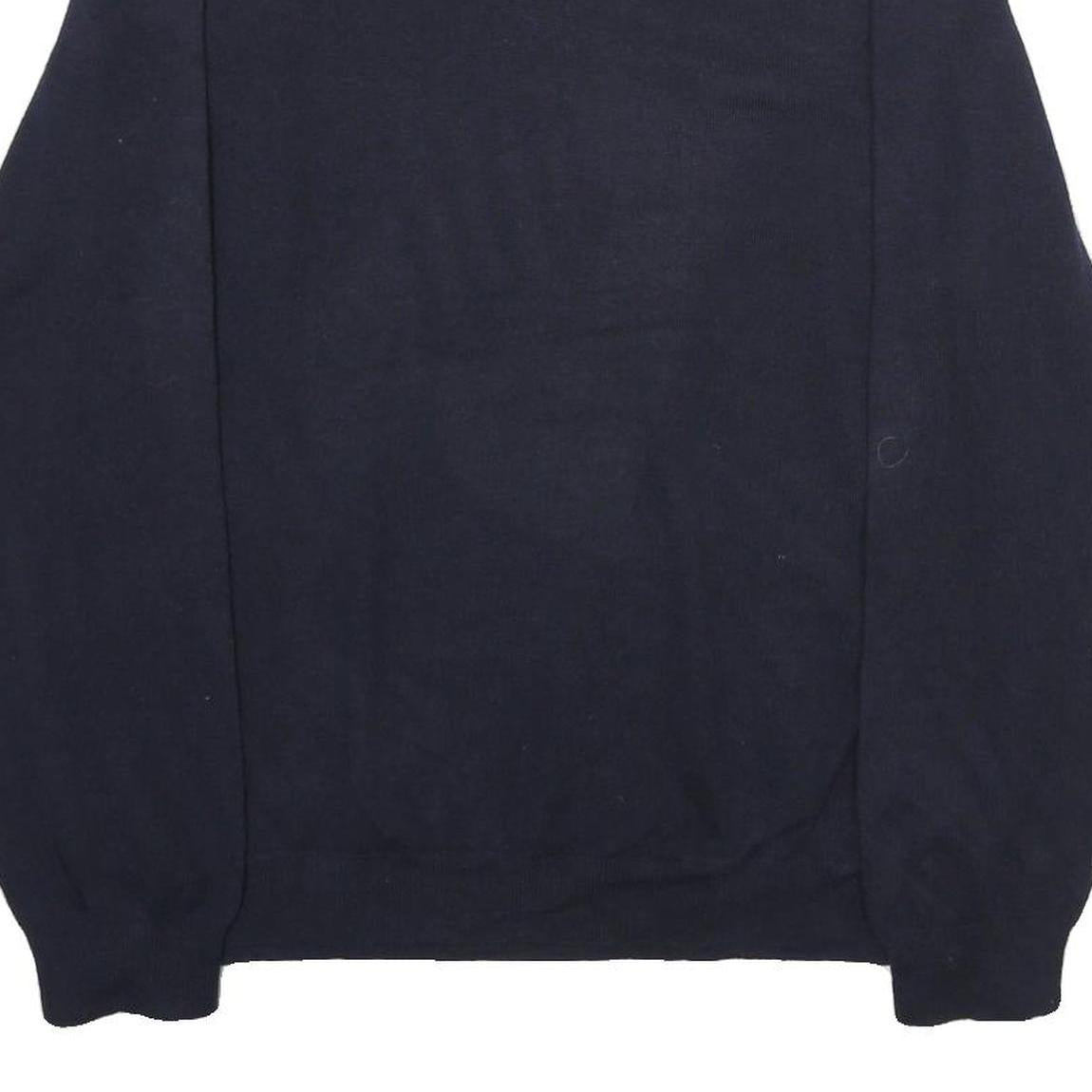CALVIN KLEIN Mens Navy Plain V-Neck Basic Knit XL Jumper Wool Soft