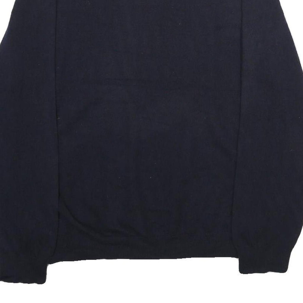 CALVIN KLEIN Mens Navy Plain V-Neck Basic Knit XL Jumper Wool Soft