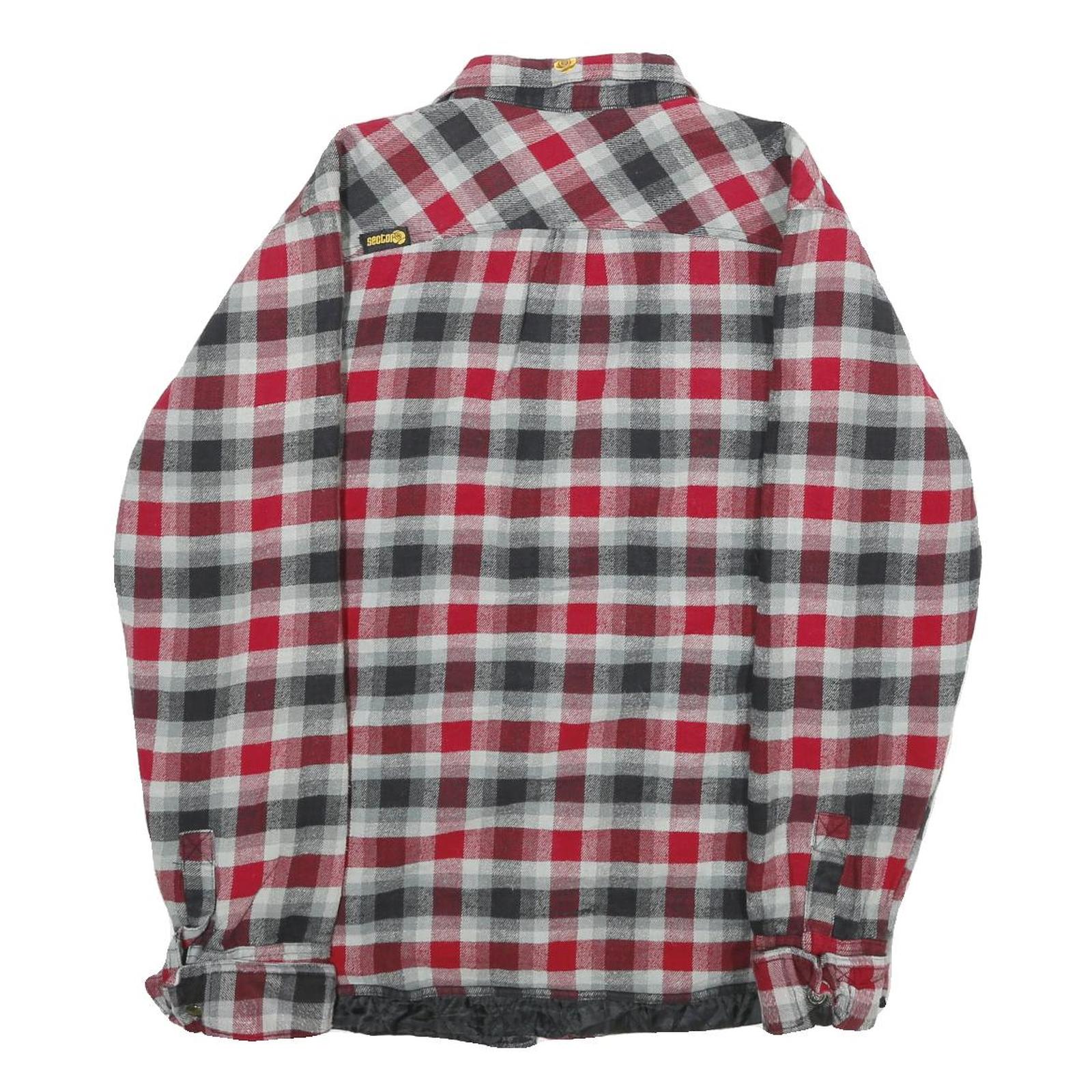 SECTOR 9 Mens Red & Grey Check Cotton Blend Button Jacket L Flannel Lightweight