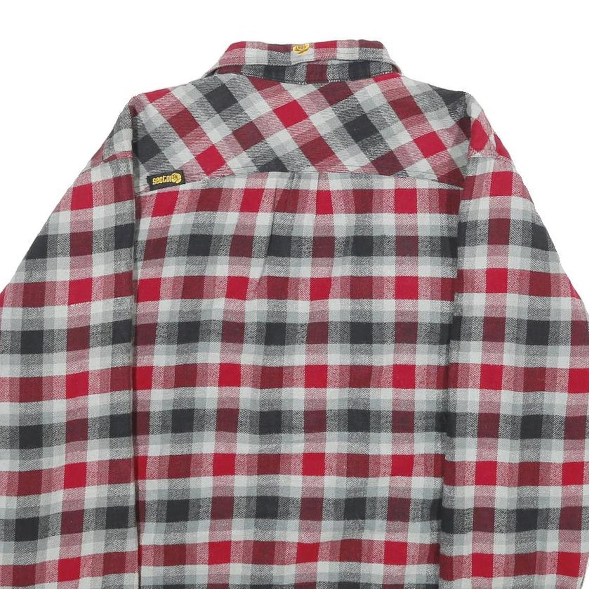 SECTOR 9 Mens Red & Grey Check Cotton Blend Button Jacket L Flannel Lightweight