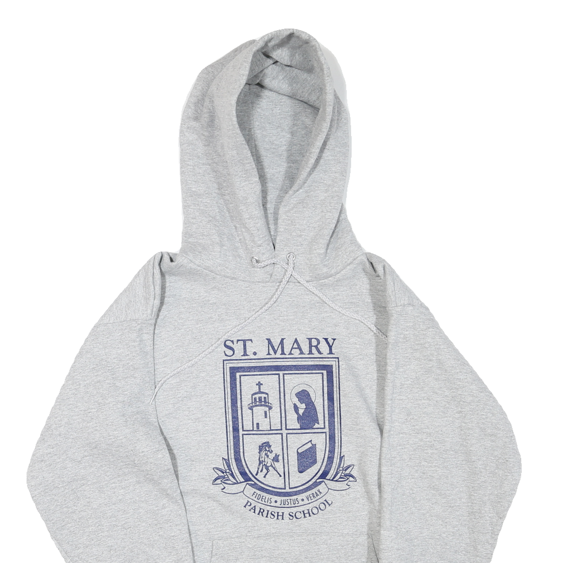 CHAMPION Mens Grey St Mary Parish School Pullover Hoodie S Cotton Blend