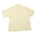 ENDURO Mens Cream Check Shirt L Cotton Blend Casual Short Sleeve Relaxed Fit
