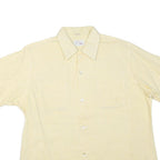 ENDURO Mens Cream Check Shirt L Cotton Blend Casual Short Sleeve Relaxed Fit