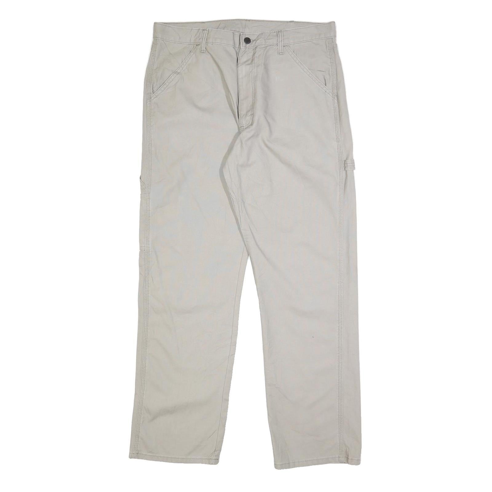 RUSTLER Mens Regular Fit Beige Cotton Blend Trousers W34 L32 Cargo Zip Pocket