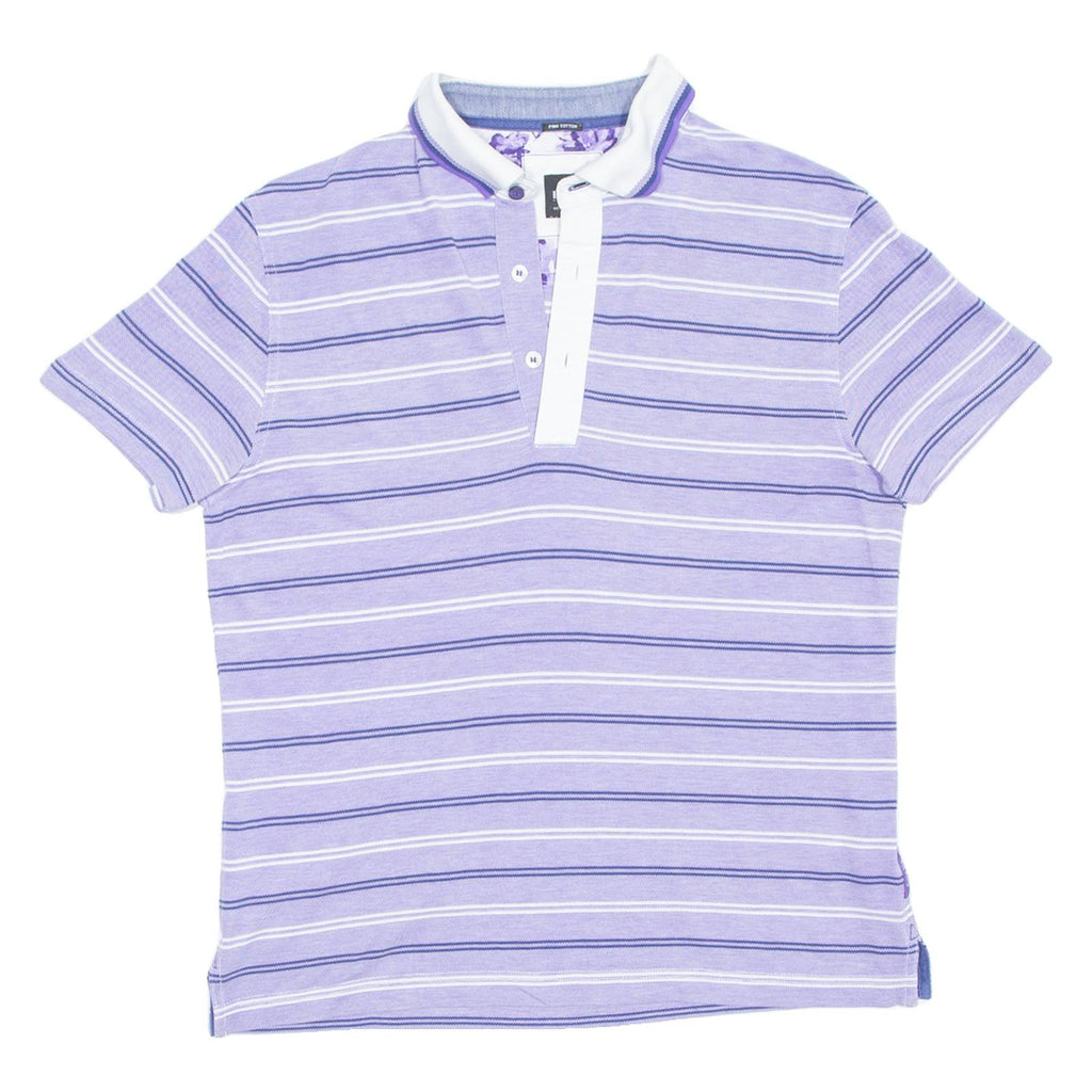 BOSS Mens Polo Shirt Purple Striped S