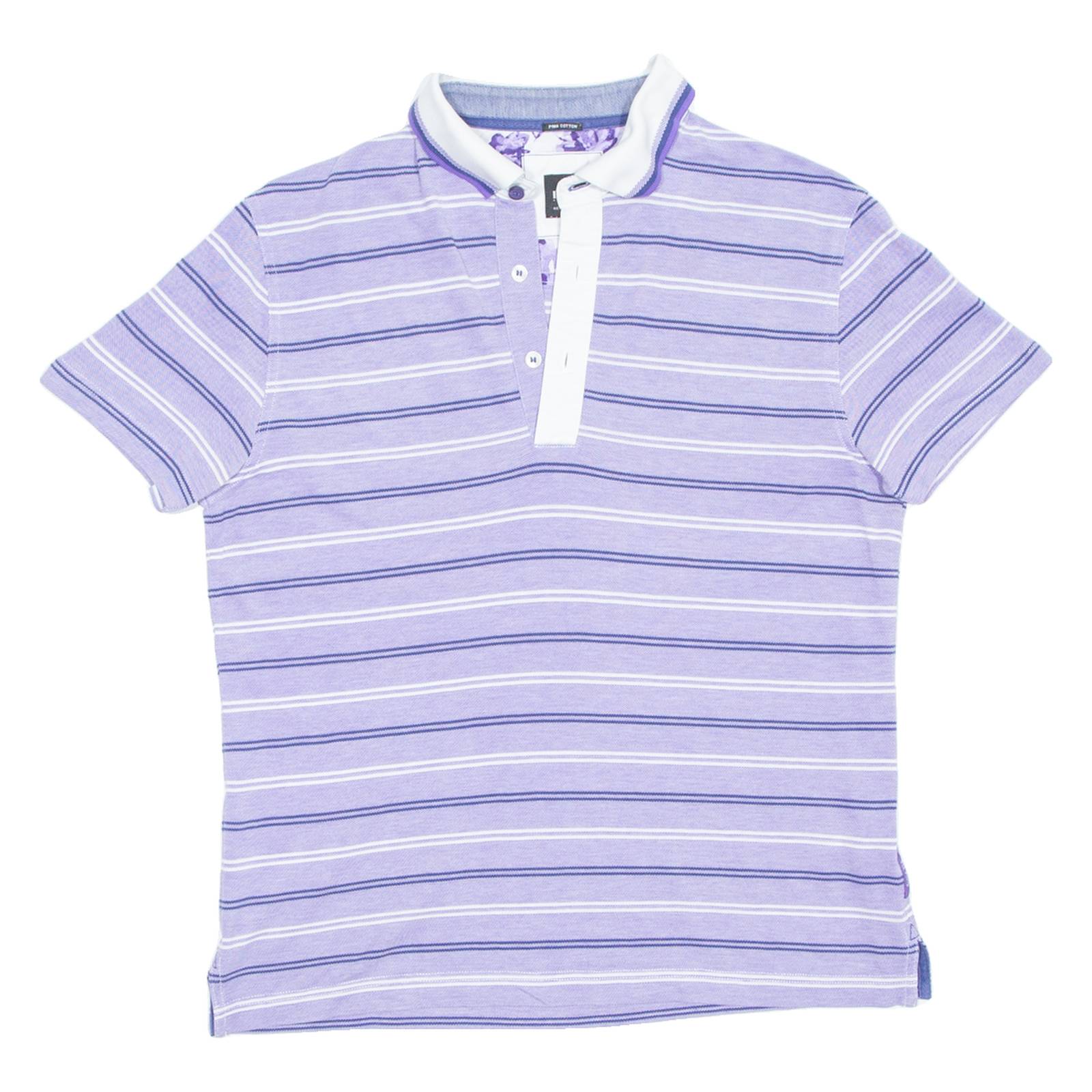 BOSS Mens Polo Shirt Purple Striped S