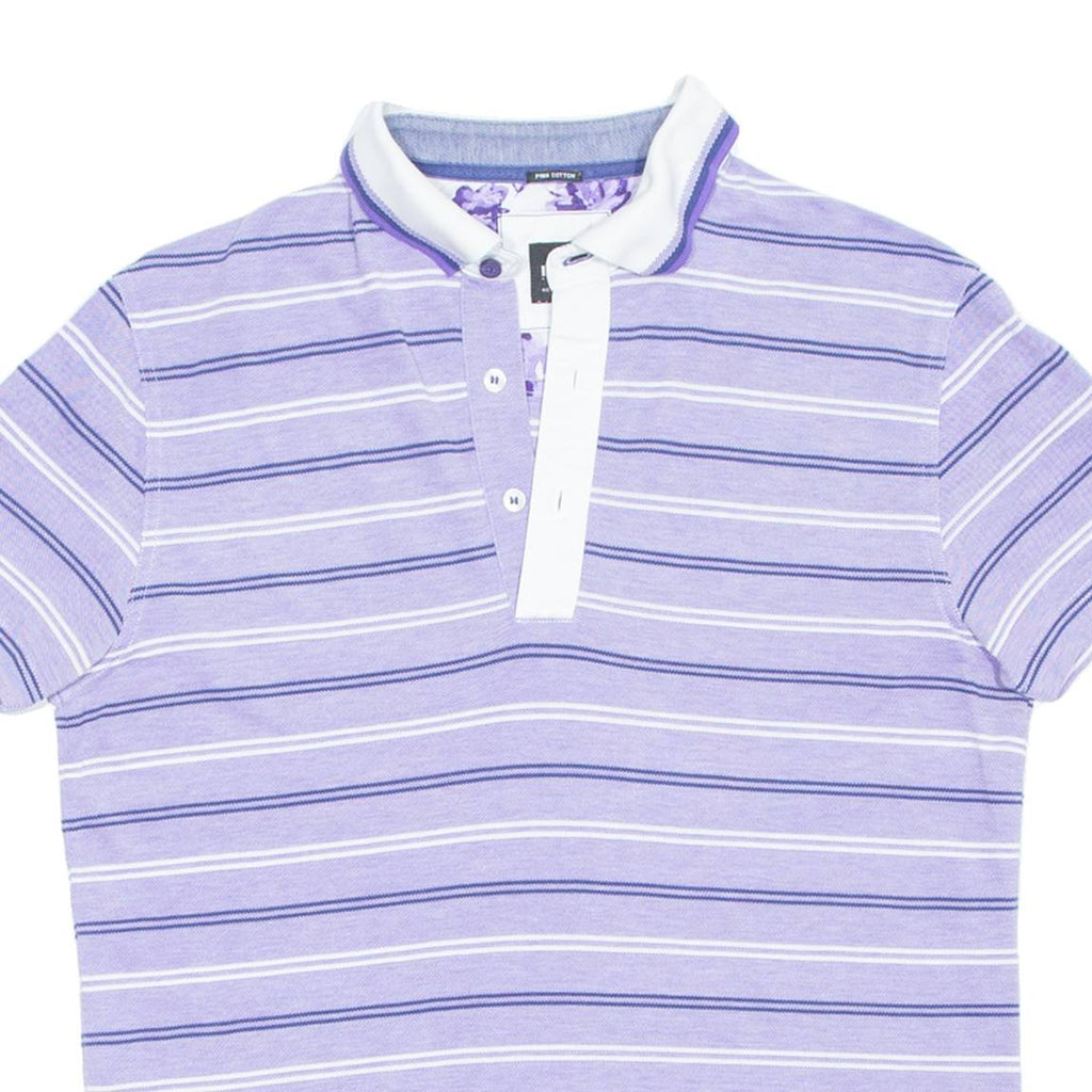 BOSS Mens Polo Shirt Purple Striped S