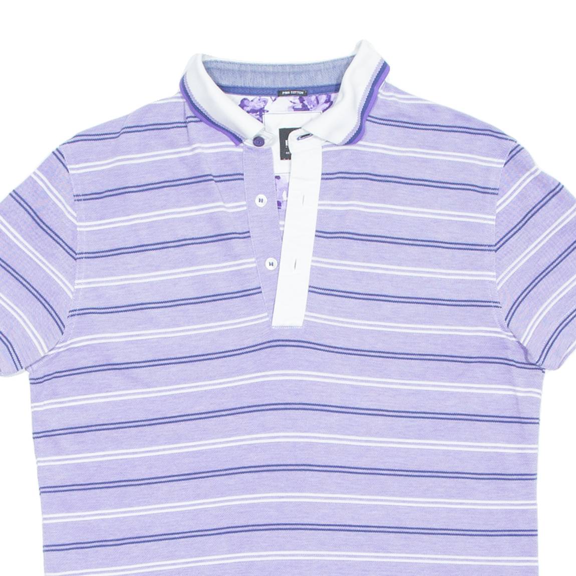 BOSS Mens Polo Shirt Purple Striped S