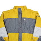 STARTER Mens Yellow & Grey Zip Jacket XL Polyester Blend Colourblock Sportswear