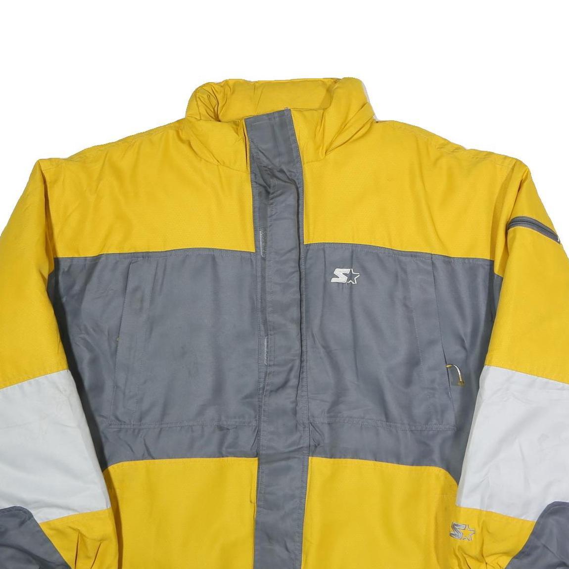 STARTER Mens Yellow & Grey Zip Jacket XL Polyester Blend Colourblock Sportswear